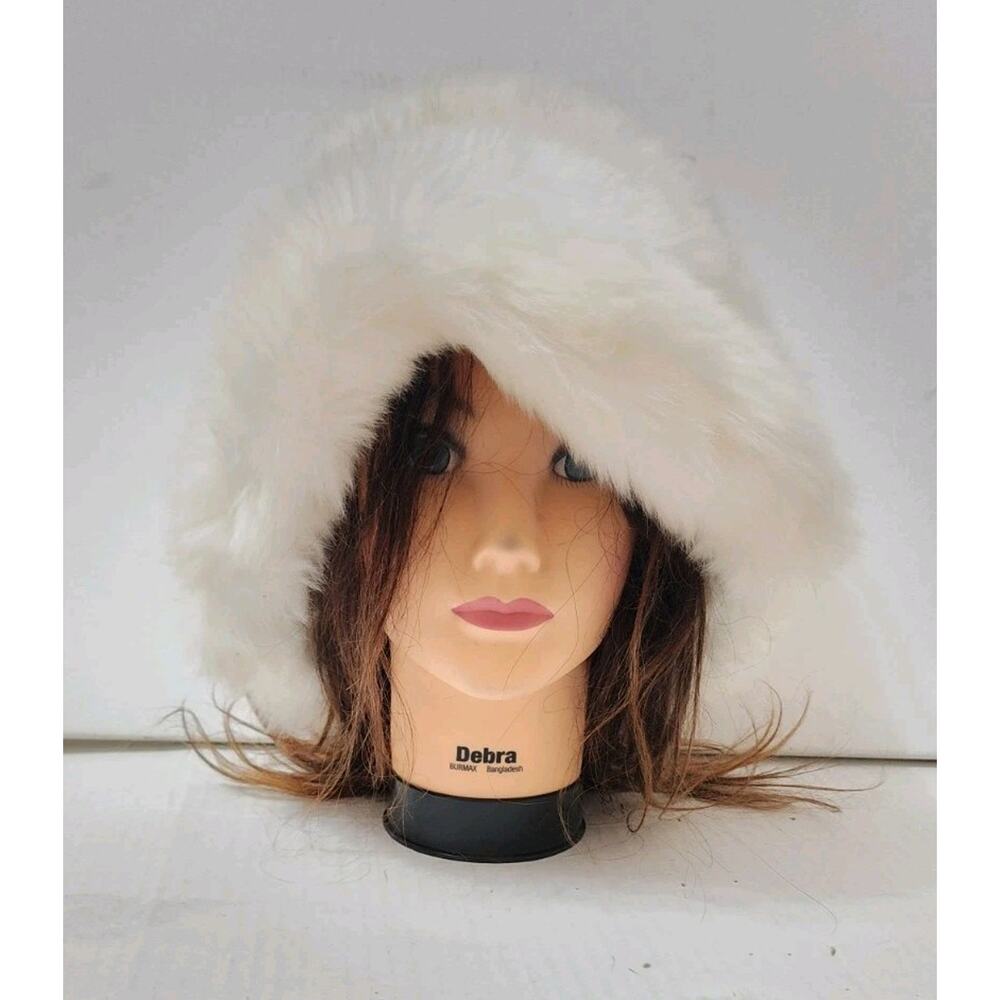 OVERSIZED FLUFFY FAUX FUR BUCKET Hat Cossack Russian fur Luxe pillbox Hat Y2K